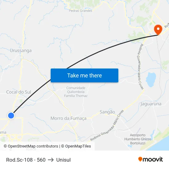 Rod.Sc-108 - 560 to Unisul map