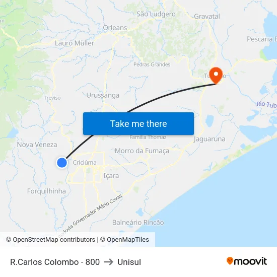 R.Carlos Colombo - 800 to Unisul map