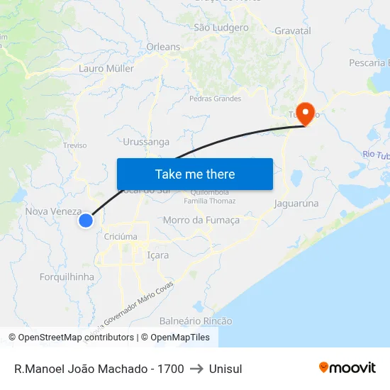 R.Manoel João Machado - 1700 to Unisul map