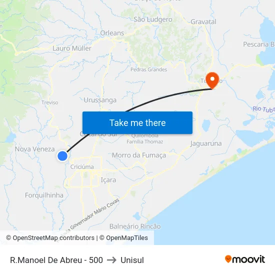 R.Manoel De Abreu - 500 to Unisul map
