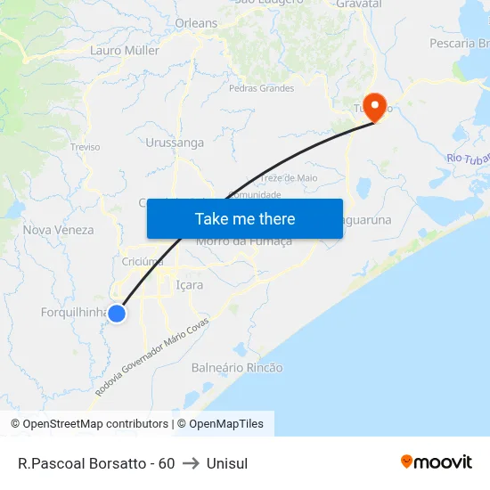 R.Pascoal Borsatto - 60 to Unisul map