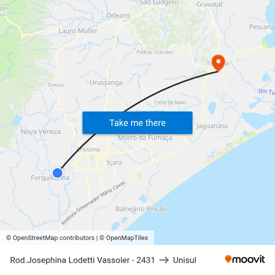 Rod.Josephina Lodetti Vassoler - 2431 to Unisul map