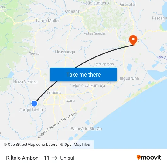 R.Ítalo Amboni - 11 to Unisul map