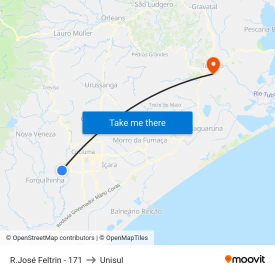R.José Feltrin - 171 to Unisul map