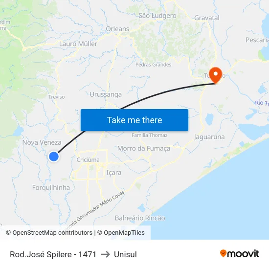 Rod.José Spilere - 1471 to Unisul map