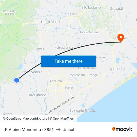 R.Albino Mondardo - 3851 to Unisul map