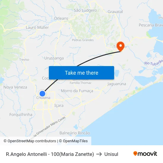 R.Angelo Antonelli - 100(Maria Zanette) to Unisul map