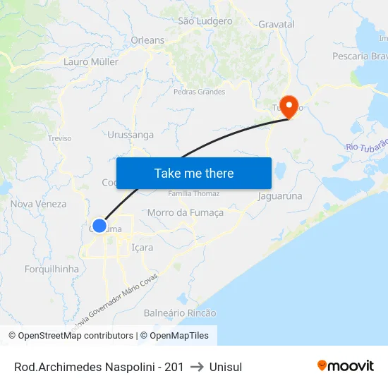 Rod.Archimedes Naspolini - 201 to Unisul map