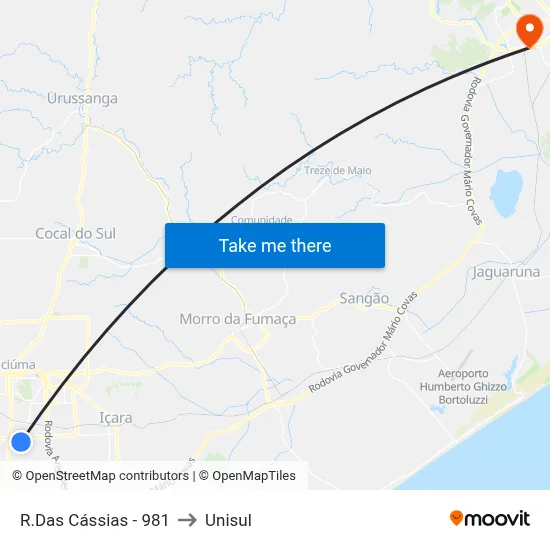 R.Das Cássias - 981 to Unisul map