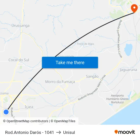 Rod.Antonio Darós - 1041 to Unisul map