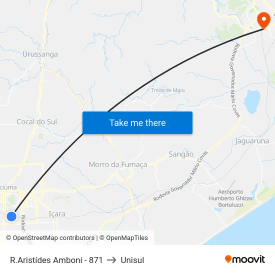 R.Aristídes Amboni - 871 to Unisul map
