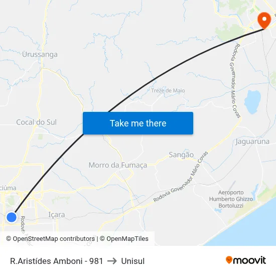 R.Aristídes Amboni - 981 to Unisul map