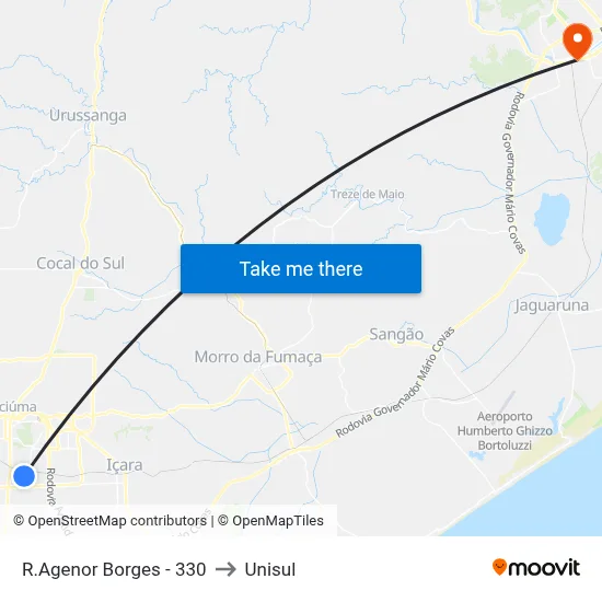 R.Agenor Borges - 330 to Unisul map