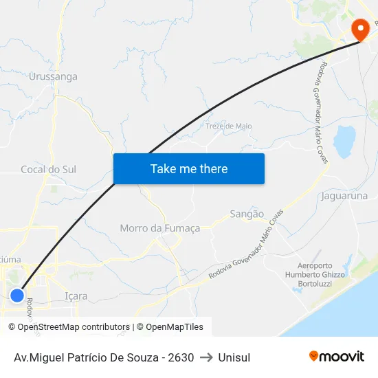 Av.Miguel Patrício De Souza - 2630 to Unisul map
