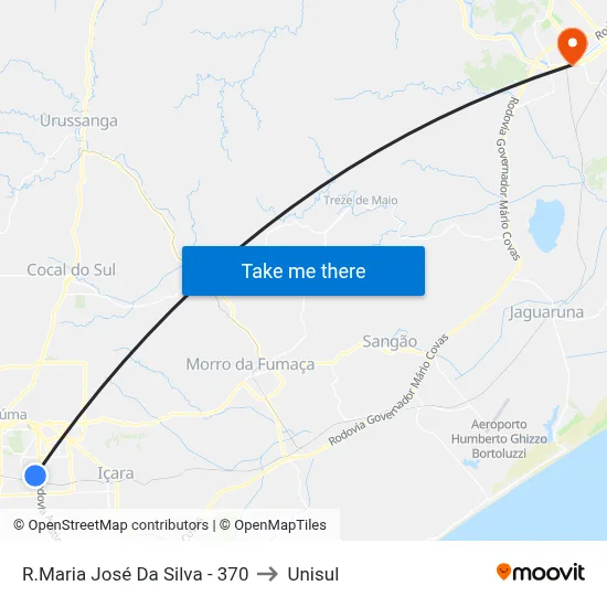 R.Maria José Da Silva - 370 to Unisul map