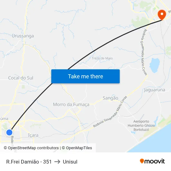 R.Frei Damião - 351 to Unisul map