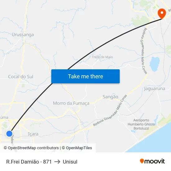 R.Frei Damião - 871 to Unisul map