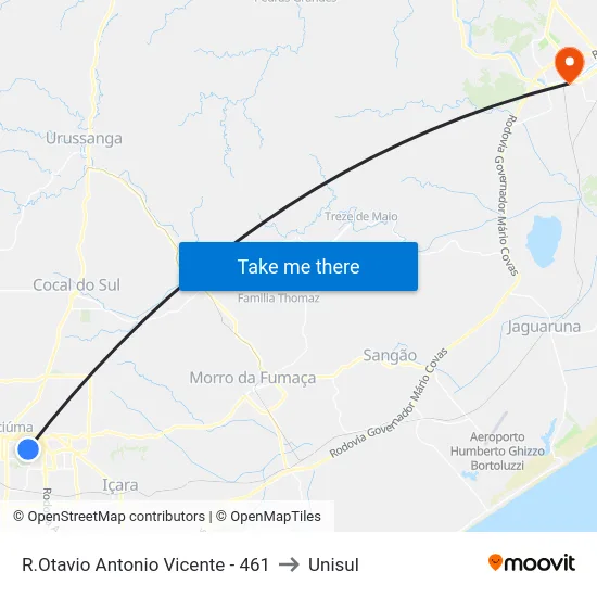 R.Otavio Antonio Vicente - 461 to Unisul map