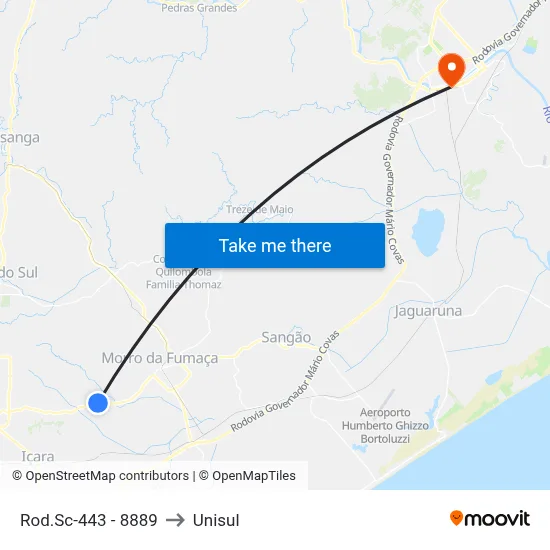 Rod.Sc-443 - 8889 to Unisul map