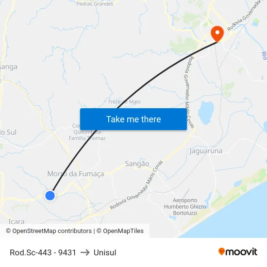 Rod.Sc-443 - 9431 to Unisul map