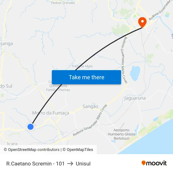 R.Caetano Scremin - 101 to Unisul map