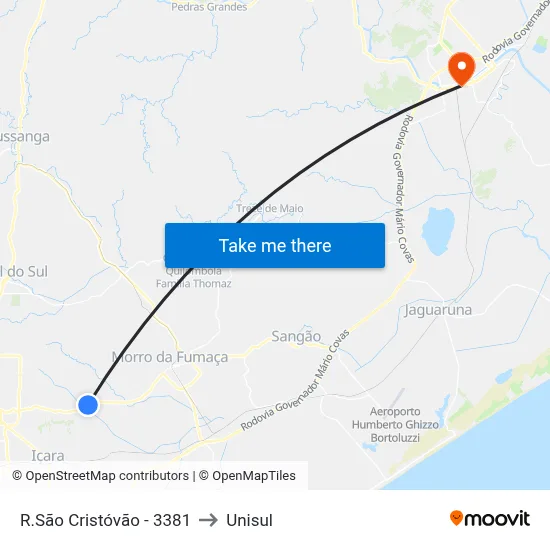 R.São Cristóvão - 3381 to Unisul map