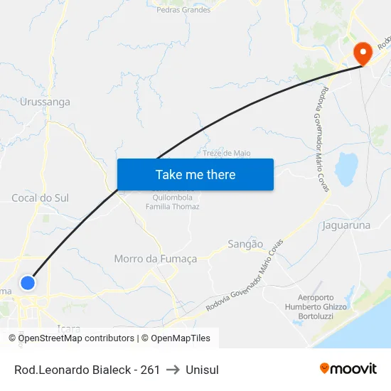 Rod.Leonardo Bialeck - 261 to Unisul map