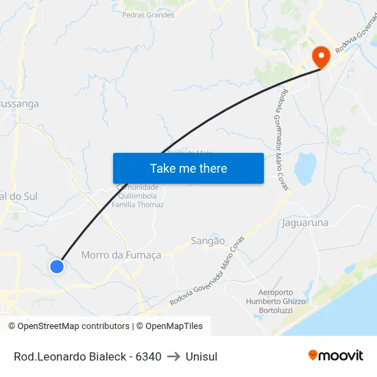 Rod.Leonardo Bialeck - 6340 to Unisul map