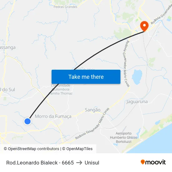 Rod.Leonardo Bialeck - 6665 to Unisul map