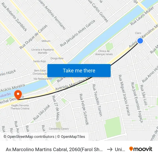 Av.Marcolino Martins Cabral, 2060(Farol Shopping) to Unisul map
