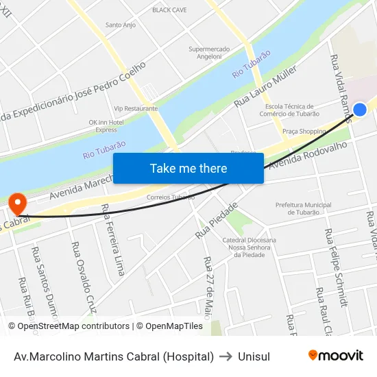Av.Marcolino Martins Cabral (Hospital) to Unisul map