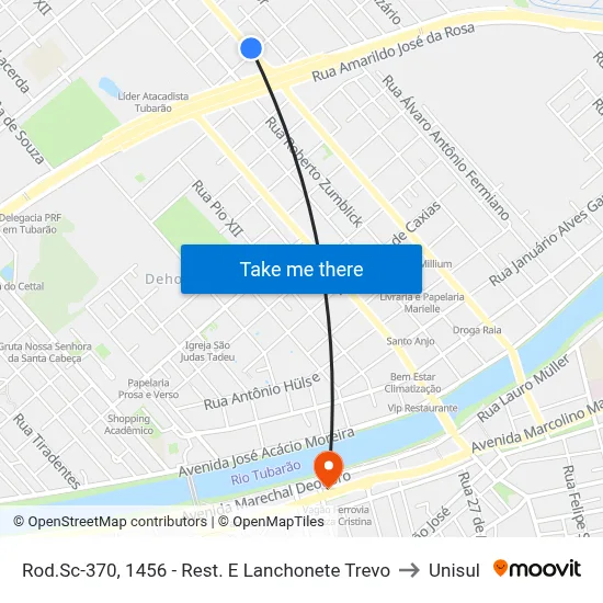 Rod.Sc-370, 1456 - Rest. E Lanchonete Trevo to Unisul map