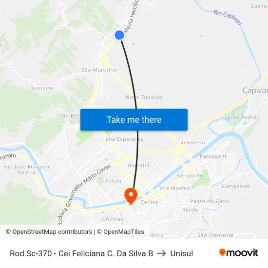 Rod.Sc-370 - Cei Feliciana C. Da Silva B to Unisul map