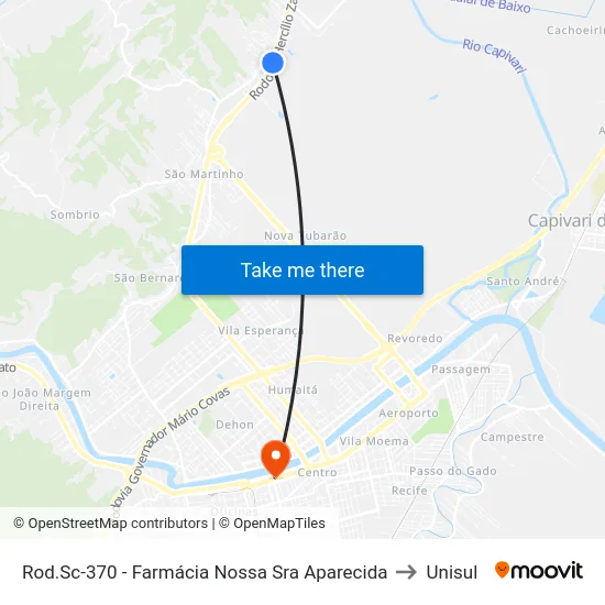 Rod.Sc-370 - Farmácia Nossa Sra Aparecida to Unisul map