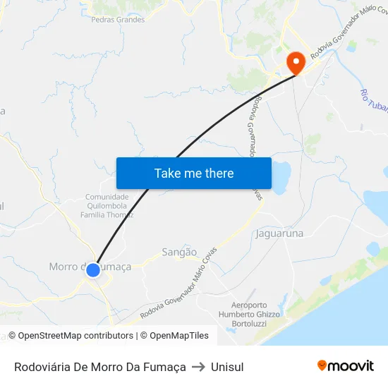 Rodoviária De Morro Da Fumaça to Unisul map