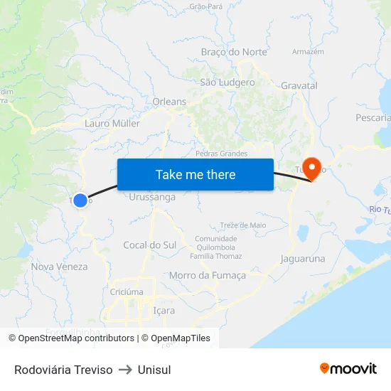 Rodoviária Treviso to Unisul map