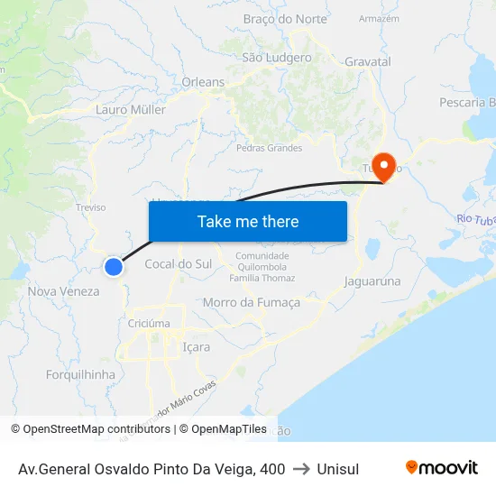 Av.General Osvaldo Pinto Da Veiga, 400 to Unisul map