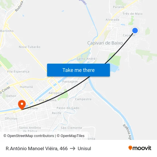 R.Antônio Manoel Viêira, 466 to Unisul map