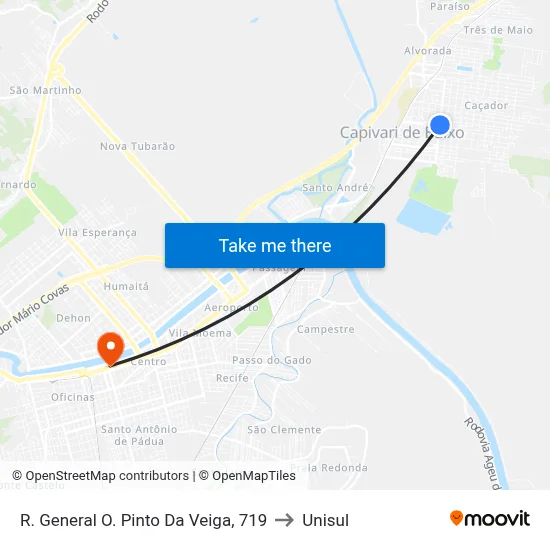 R. General O. Pinto Da Veiga, 719 to Unisul map