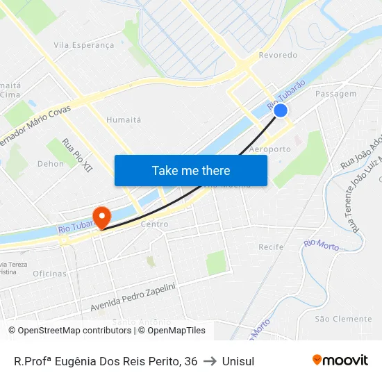 R.Profª Eugênia Dos Reis Perito, 36 to Unisul map