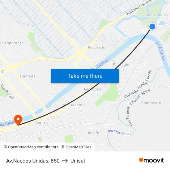 Av.Nações Unidas, 850 to Unisul map