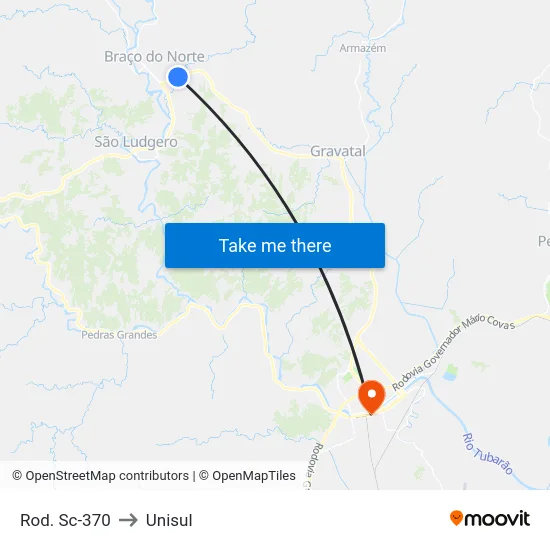 Rod. Sc-370 to Unisul map