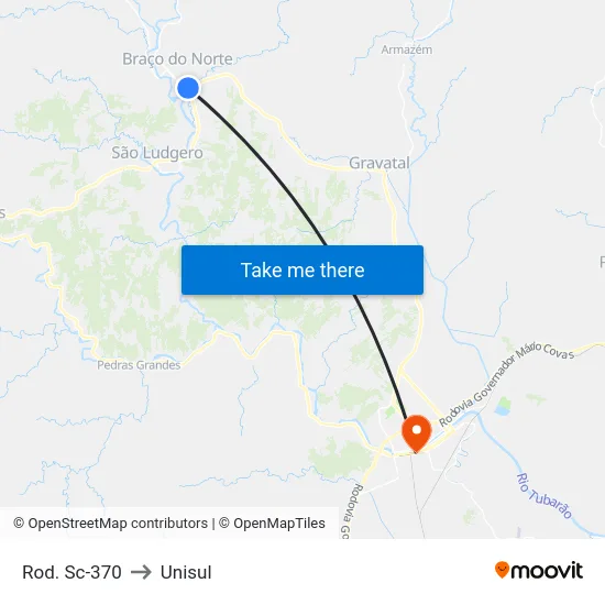 Rod. Sc-370 to Unisul map