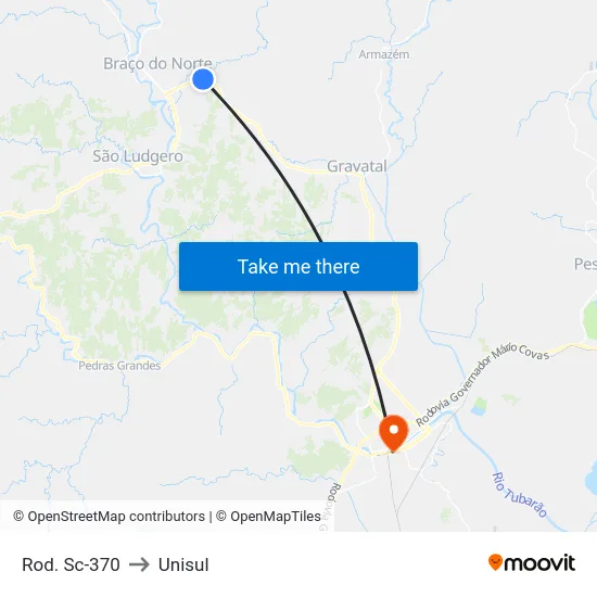 Rod. Sc-370 to Unisul map