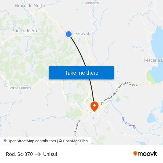 Rod. Sc-370 to Unisul map