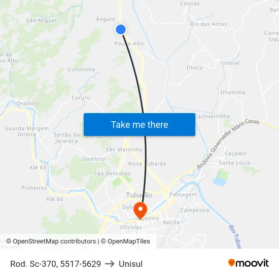 Rod. Sc-370, 5517-5629 to Unisul map