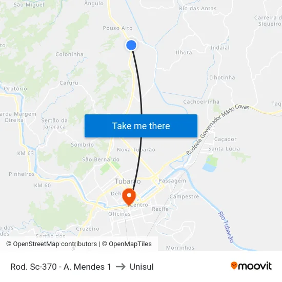 Rod. Sc-370 - A. Mendes 1 to Unisul map