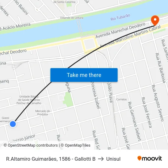R.Altamiro Guimarães, 1586 - Gallotti B to Unisul map