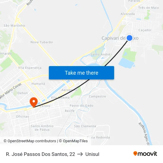 R. José Passos Dos Santos, 22 to Unisul map