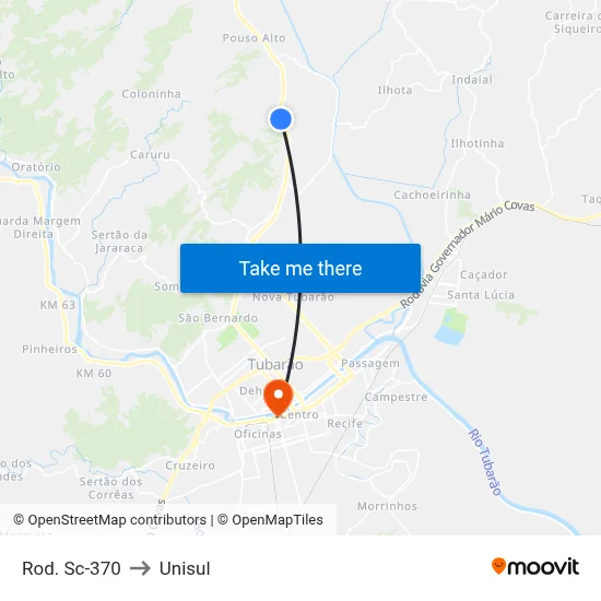 Rod. Sc-370 to Unisul map